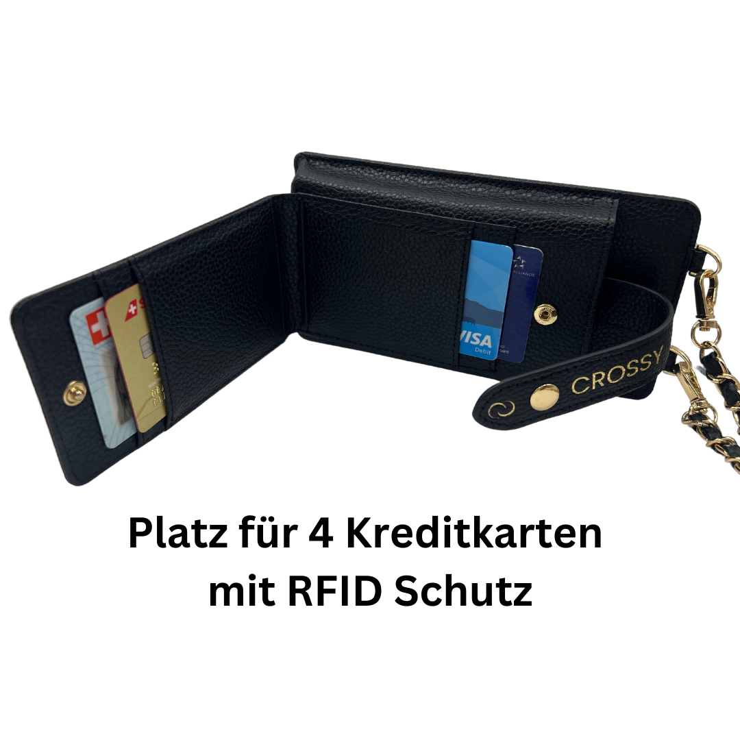 CROSSBODY HANDY TASCHE VEGAN- SCHWARZ I - Set 2 Straps + 1 Kette