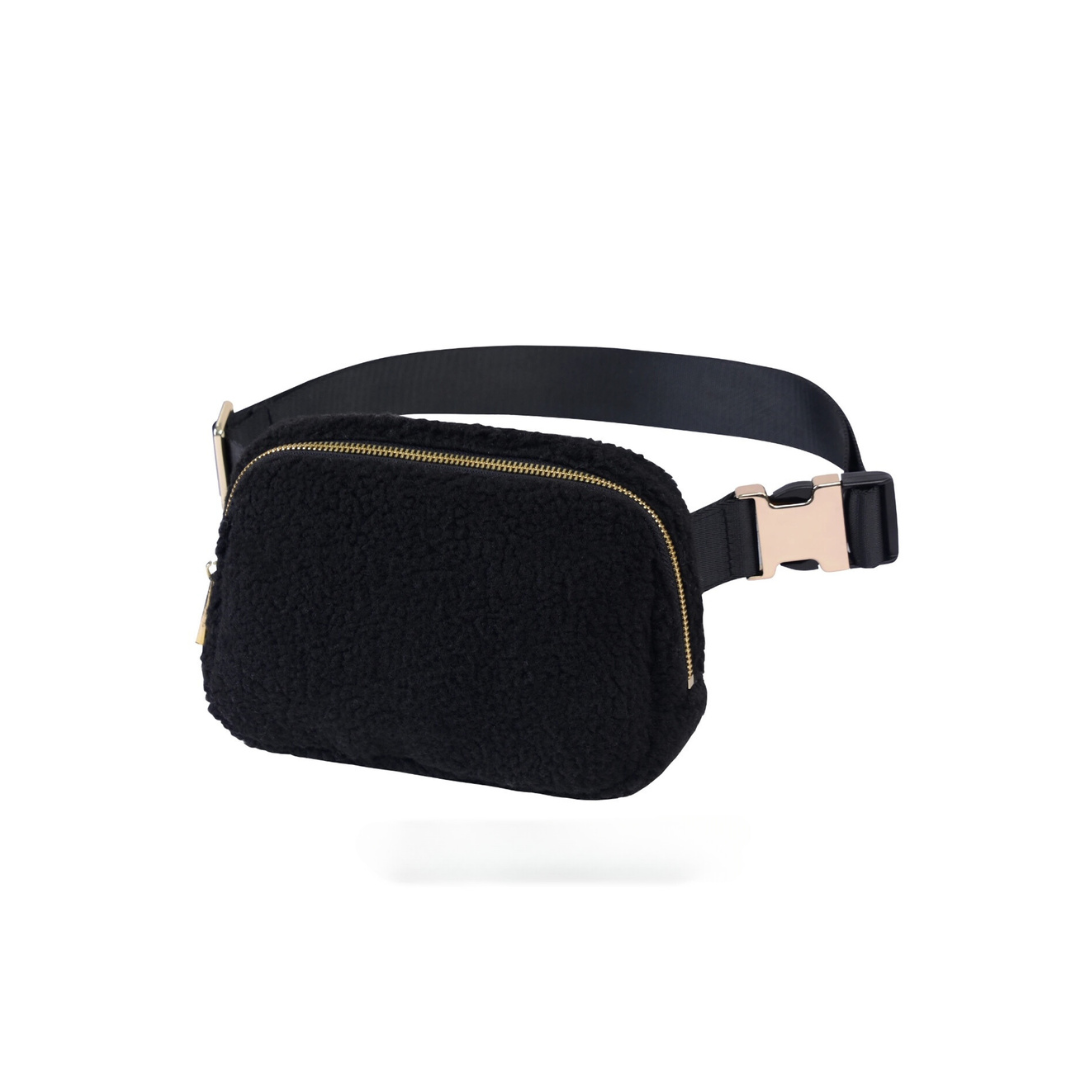 CROSSBODY BAG FLEECE - SCHWARZ