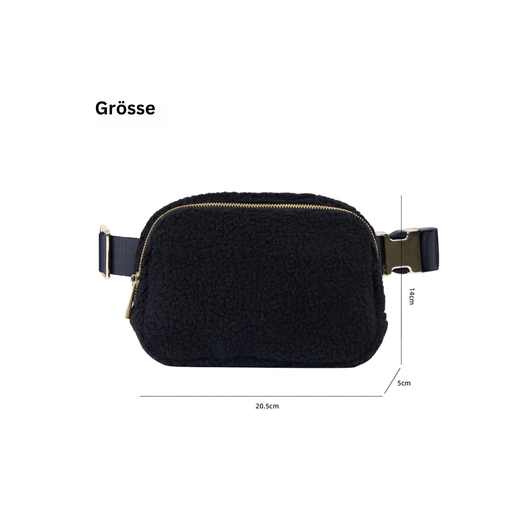 CROSSBODY BAG FLEECE - SCHWARZ