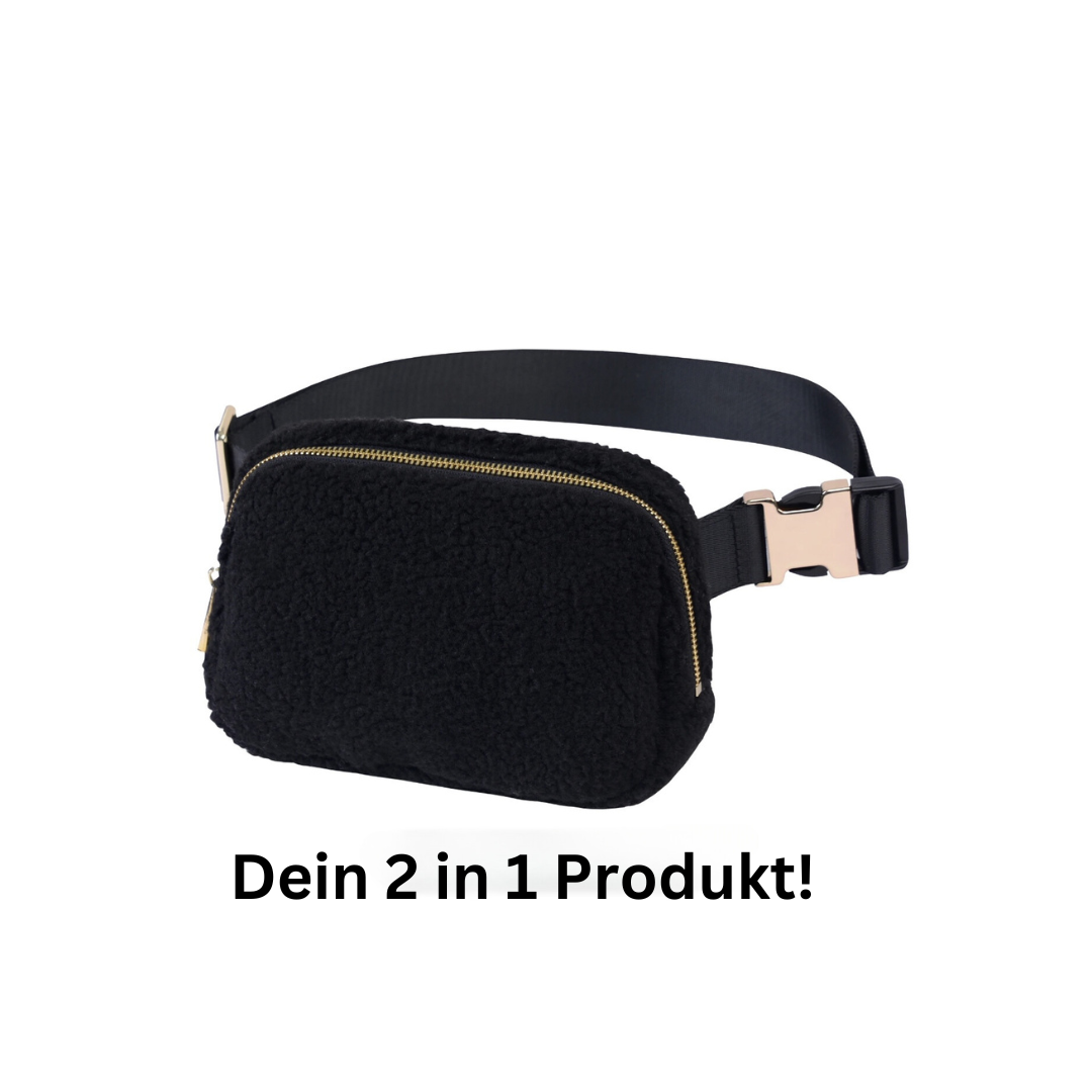 CROSSBODY BAG FLEECE - SCHWARZ