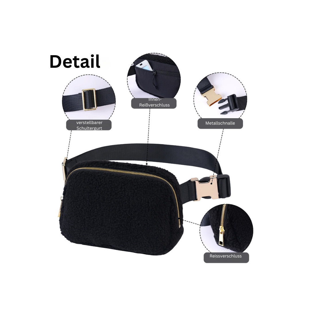 CROSSBODY BAG FLEECE - SCHWARZ