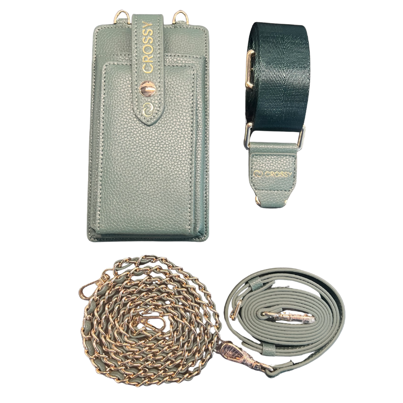 CROSSBODY HANDY TASCHE VEGAN- OLIVE - Set 2 Straps + 1 Kette