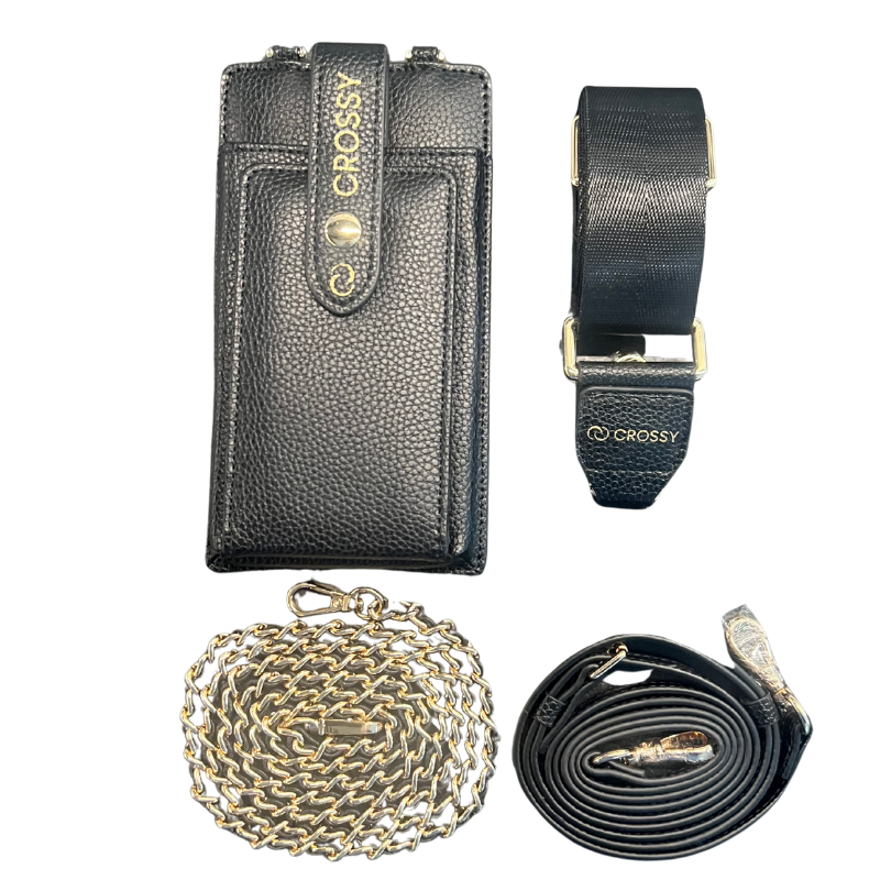 CROSSBODY HANDY TASCHE VEGAN- SCHWARZ I - Set 2 Straps + 1 Kette