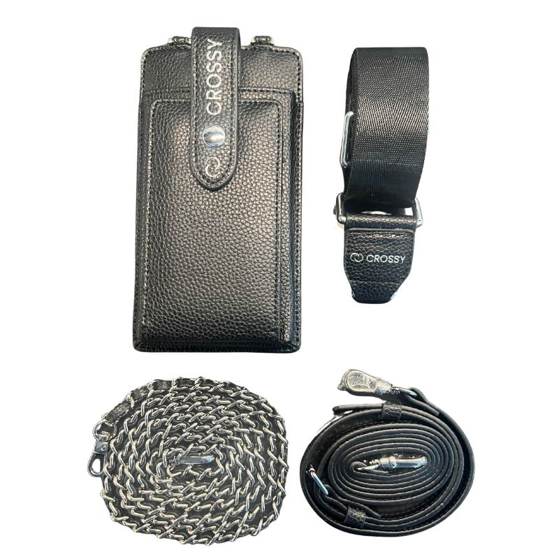 CROSSBODY HANDY TASCHE VEGAN- SCHWARZII - Set 2 Straps + 1 Kette